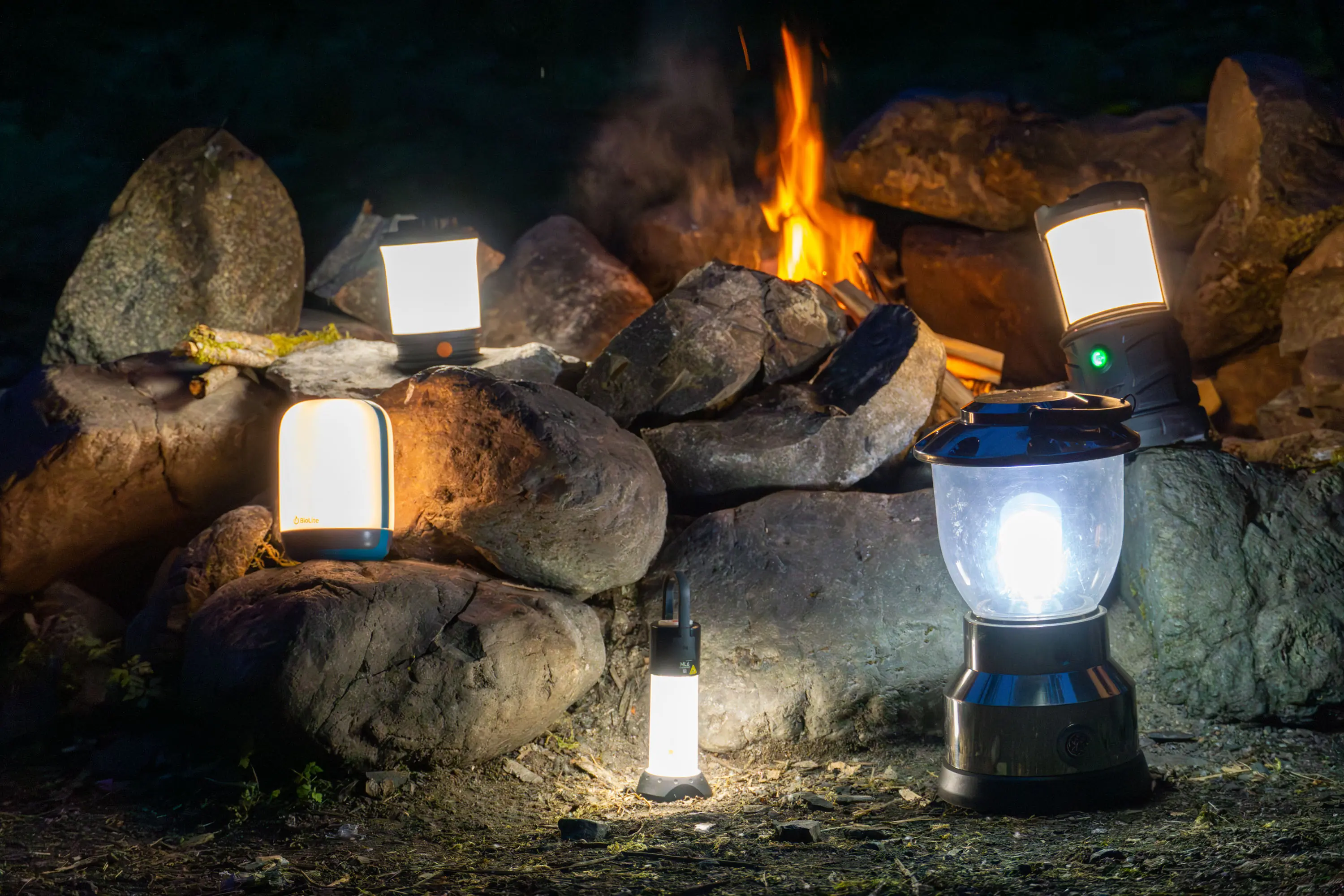 Camping lanterns in the wild