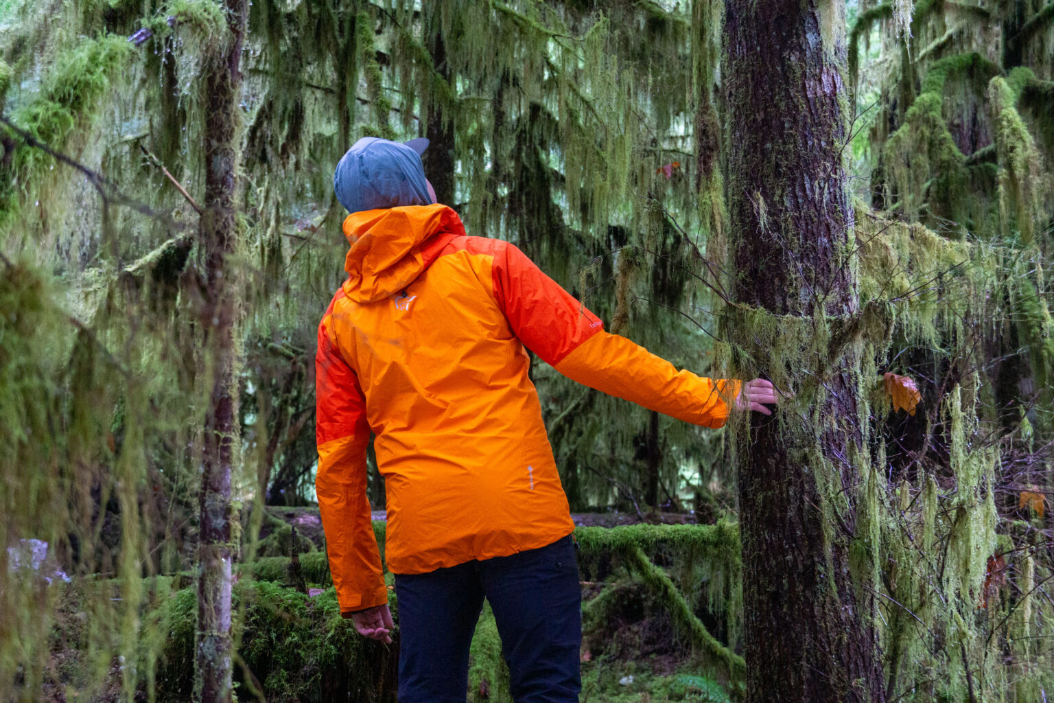 Rain jacket on mountain trail